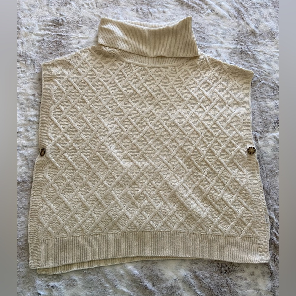 Tantrums Cream Turtleneck sweater pancho/vest, one size fits all